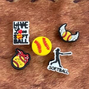 Softball 5pc Croc Charm Set